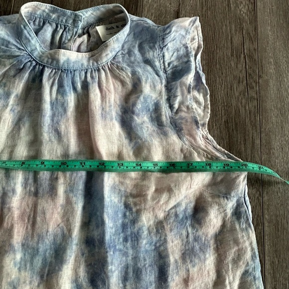 100% Linen Small P2P 20” Anthropologie Cloth & Stone Ruffle Sleeve Blouse - Picture 4 of 10